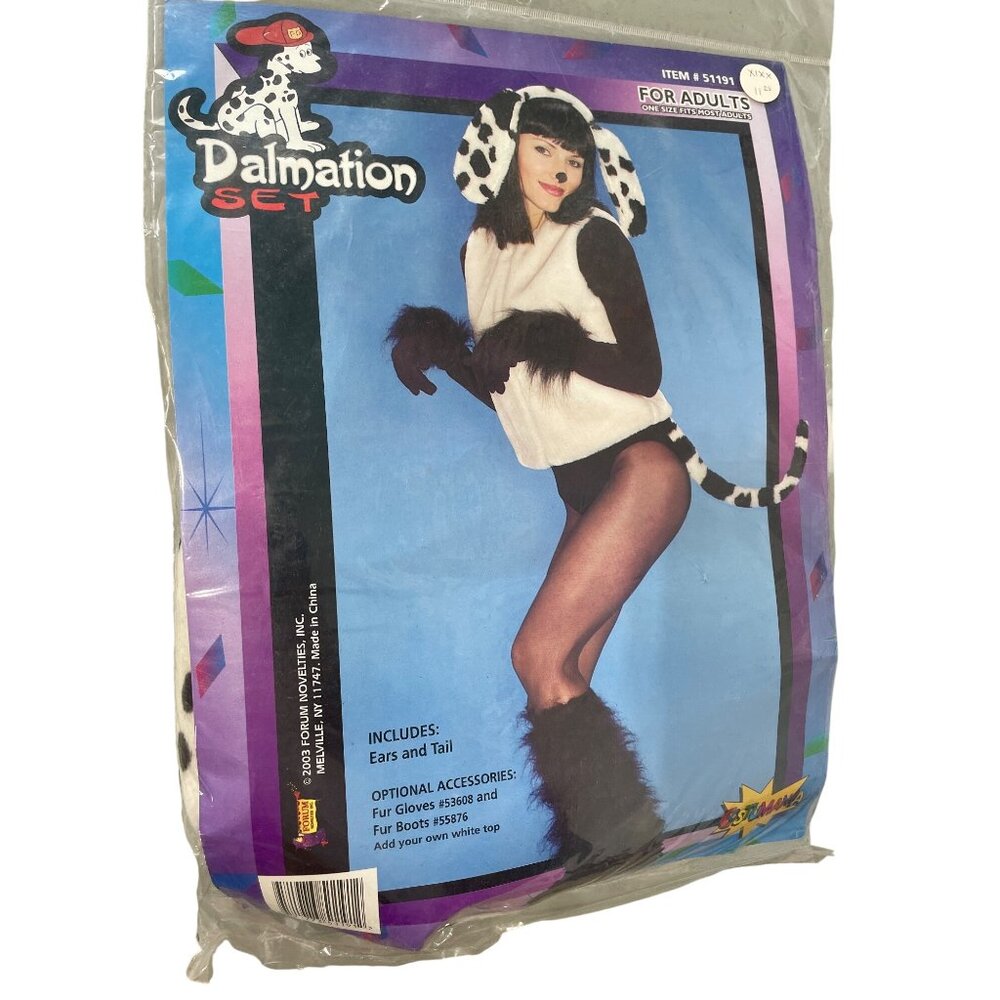 Dalmatian Costume Set One Size Forum Novelties Black White Ears Tail Set NEW